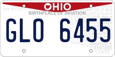 OH license plate GLO6455