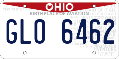OH license plate GLO6462