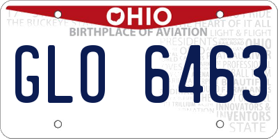OH license plate GLO6463
