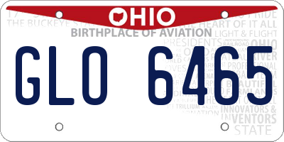 OH license plate GLO6465