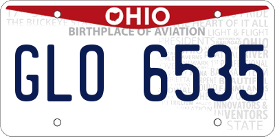 OH license plate GLO6535