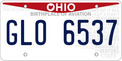 OH license plate GLO6537