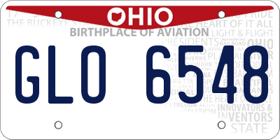OH license plate GLO6548