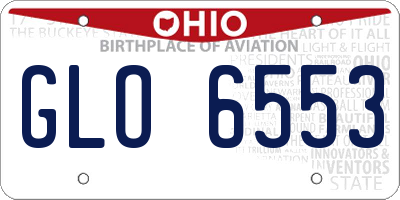 OH license plate GLO6553