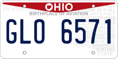 OH license plate GLO6571