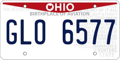 OH license plate GLO6577