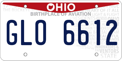 OH license plate GLO6612