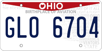 OH license plate GLO6704