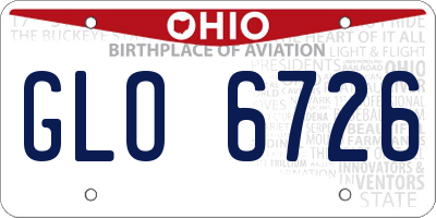 OH license plate GLO6726