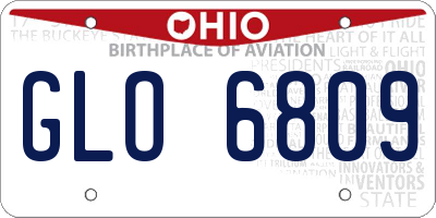 OH license plate GLO6809