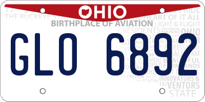 OH license plate GLO6892