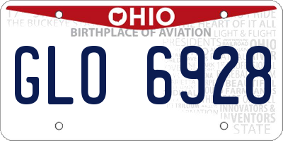 OH license plate GLO6928