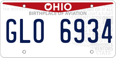 OH license plate GLO6934