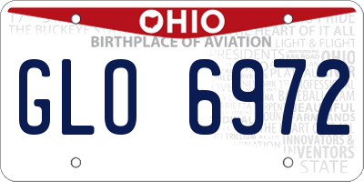 OH license plate GLO6972