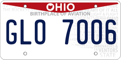 OH license plate GLO7006