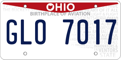 OH license plate GLO7017
