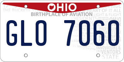 OH license plate GLO7060
