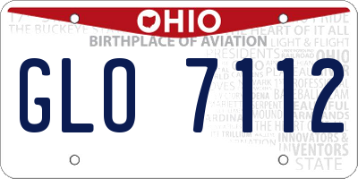 OH license plate GLO7112