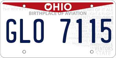 OH license plate GLO7115