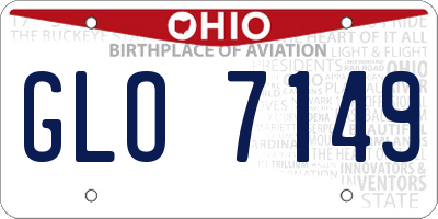 OH license plate GLO7149