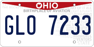 OH license plate GLO7233