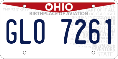 OH license plate GLO7261