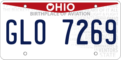 OH license plate GLO7269