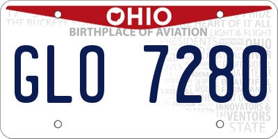 OH license plate GLO7280