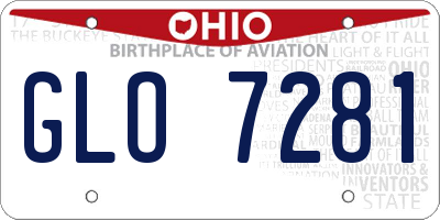 OH license plate GLO7281