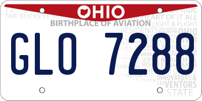 OH license plate GLO7288