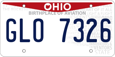 OH license plate GLO7326