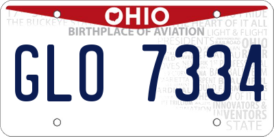 OH license plate GLO7334