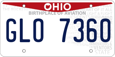 OH license plate GLO7360