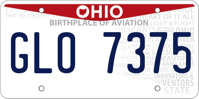 OH license plate GLO7375