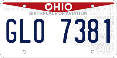 OH license plate GLO7381