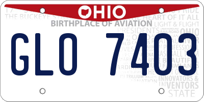 OH license plate GLO7403