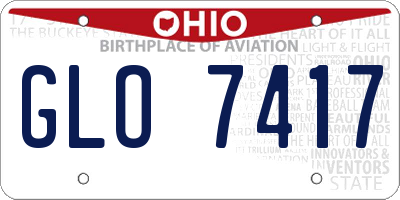 OH license plate GLO7417