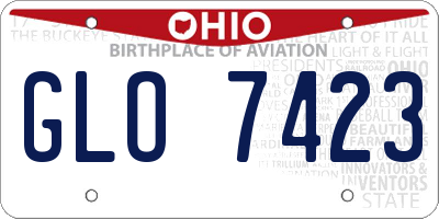 OH license plate GLO7423