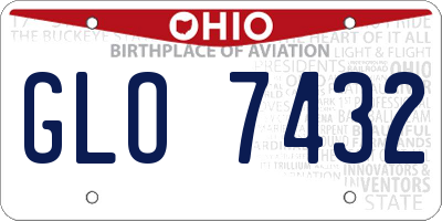 OH license plate GLO7432