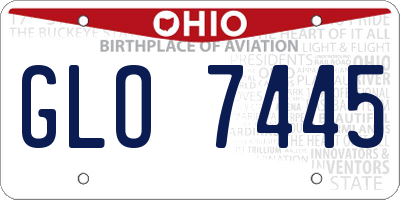 OH license plate GLO7445
