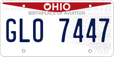 OH license plate GLO7447
