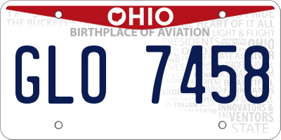 OH license plate GLO7458