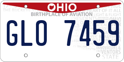OH license plate GLO7459