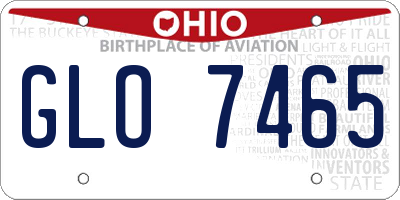 OH license plate GLO7465