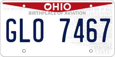 OH license plate GLO7467
