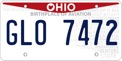 OH license plate GLO7472