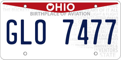 OH license plate GLO7477