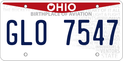 OH license plate GLO7547