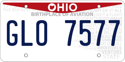 OH license plate GLO7577