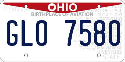 OH license plate GLO7580